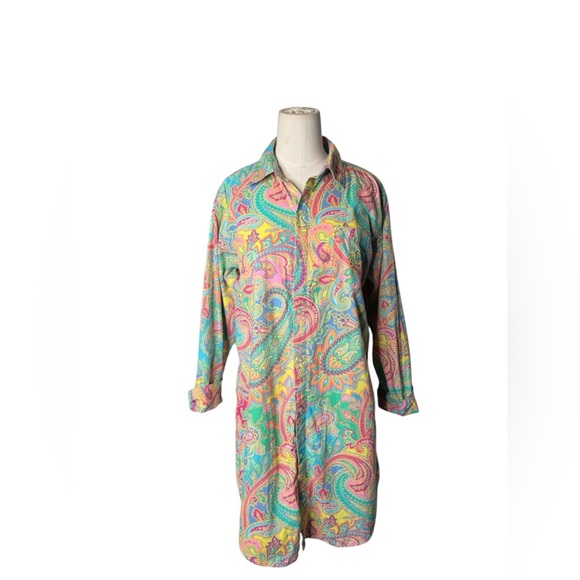 Lauren Ralph Lauren Vibrant Paisley Shirt – Multicolor Button Front Tunic - Picture 6 of 8